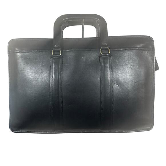 Vintage Coach Black Leather Slim Satchel Briefcase Made in USA 71918902 creed - Picture 9 of 16